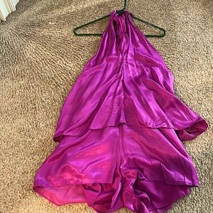 Halter top romper, purple, backless